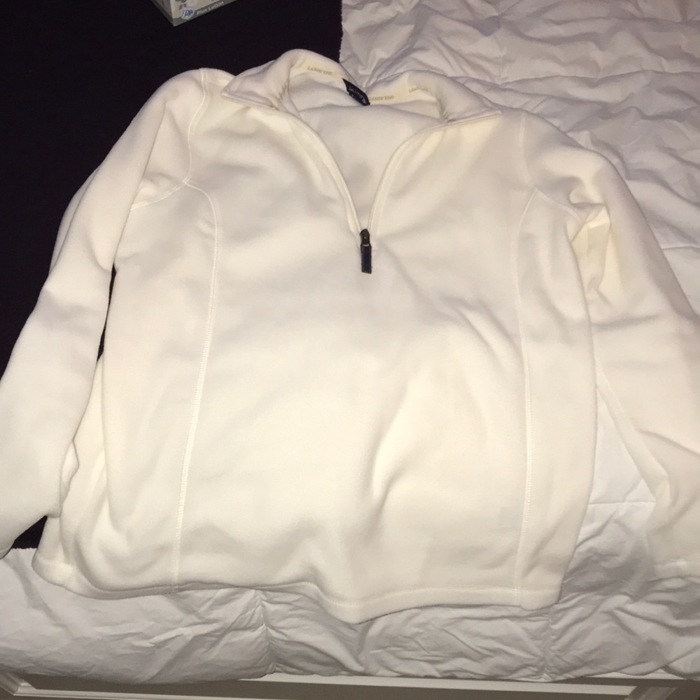 Brand new white lands end 1/4 zip